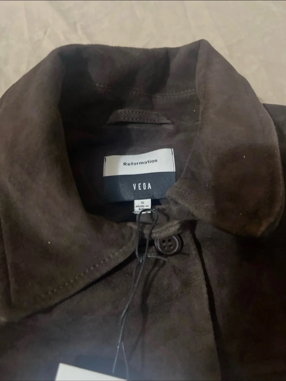 Reformation Brown Suede Button-Front Jacket - Picture 3 of 4